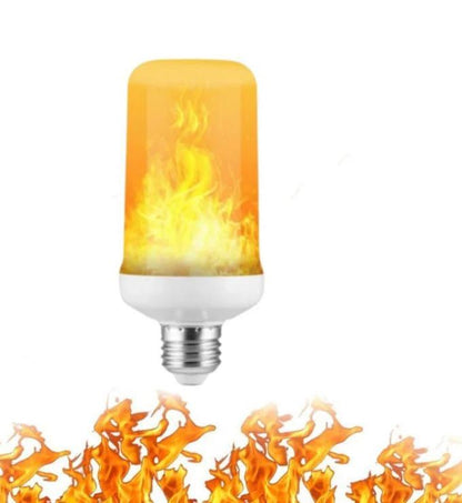 Ampoule imitation flamme jaune vif avec effet de flamme mouvementée, idéale pour créer une ambiance chaleureuse