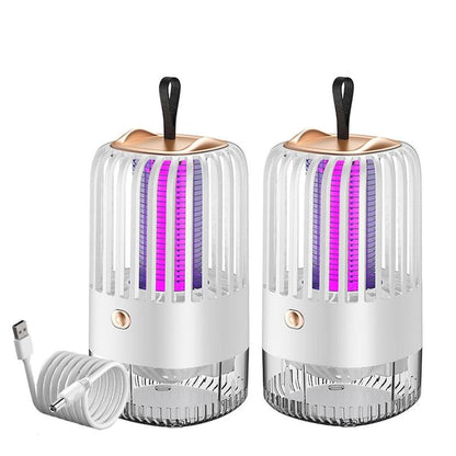 Lampe anti moustique USB blanche avec lumière UV et câble USB pour une protection efficace contre les moustiques.