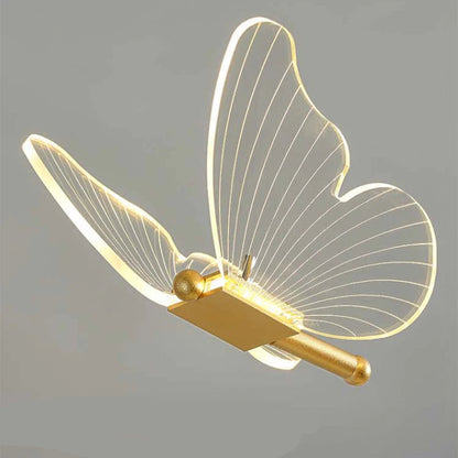 Lampe de chevet papillon en acrylique doré avec une belle conception de papillon et lumière LED douce