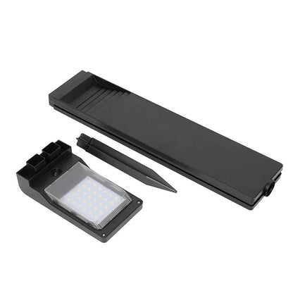Lampe solaire jardin HiMISS™ noire avec panneau LED, fournie avec un piquet pour une installation facile dans le jardin