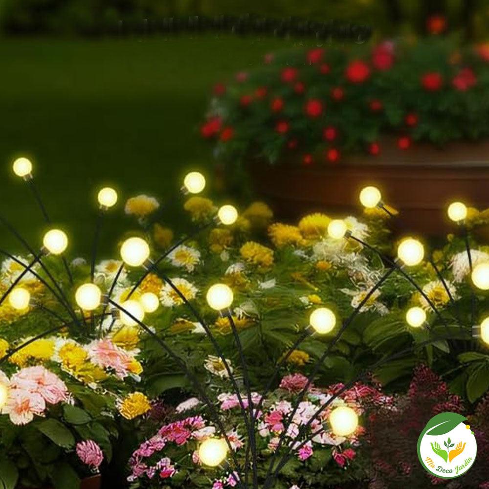 Lampe solaire décorative jardin illuminant des fleurs colorées pour un éclairage de nuit élégant dans le jardin