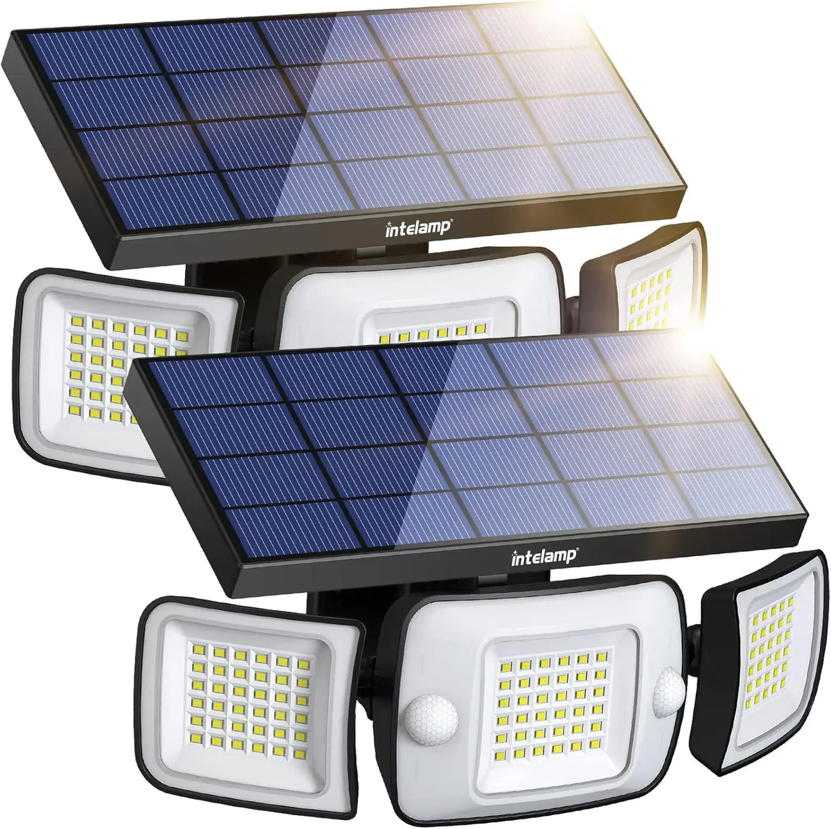 Lampe solaire extérieure à 3 têtes blanc