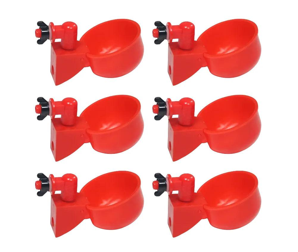 Mangeoire pour poules rouge en plastique, ensemble de 6 pièces, pratique pour l'alimentation des volatiles