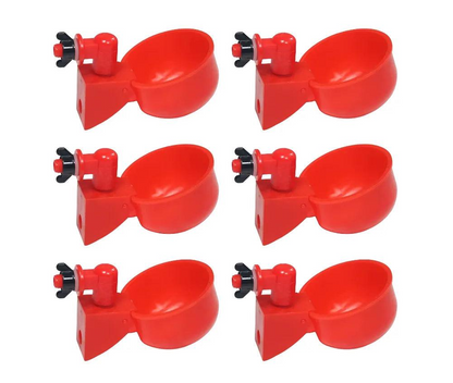 Mangeoire pour poules rouge en plastique, ensemble de 6 pièces, pratique pour l'alimentation des volatiles