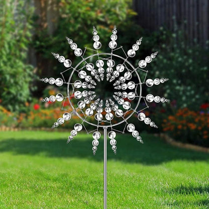 Moulin à vent jardin décoratif en acier inoxydable, avec des motifs en spirale élégants, parfait pour embellir votre jardin.