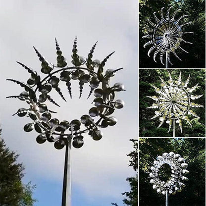 Moulin à vent jardin décoratif en acier inoxydable, design élégant et moderne, parfait pour embellir votre extérieur