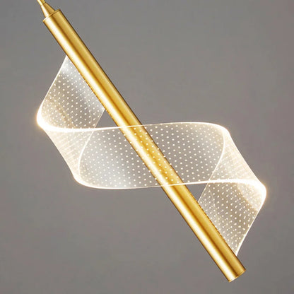 Plafonnier LED nordique en cristal doré avec un design moderne en forme de vague apportant une lumière douce