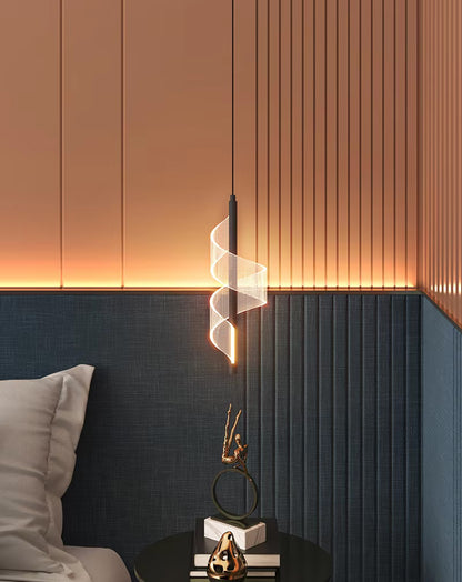 Plafonnier LED nordique élégant avec un design en spirale lumineuse, parfait pour aménager un espace moderne.