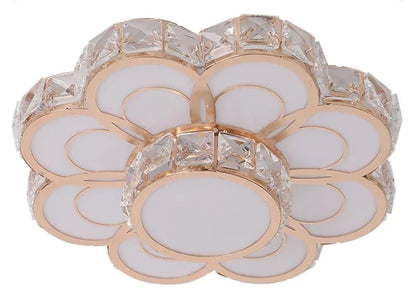 Plafonnier LED cristal design élégant en or avec plusieurs lumières au style moderne, idéal pour la décoration intérieure