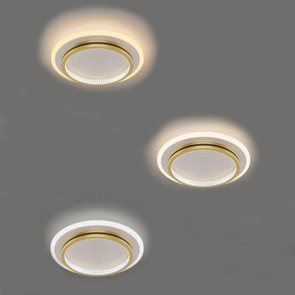 Plafonnier LED moderne avec un design élégant et des finitions dorées, parfait pour un éclairage contemporain dans votre maison
