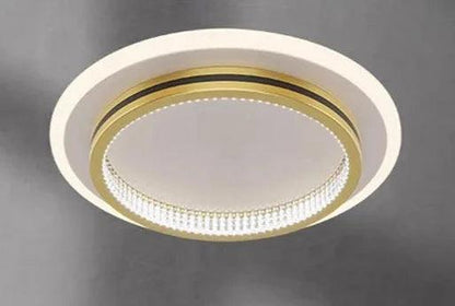 Plafonnier LED moderne DARHYN avec design circulaire élégant et finition dorée, parfait pour décorer votre intérieur