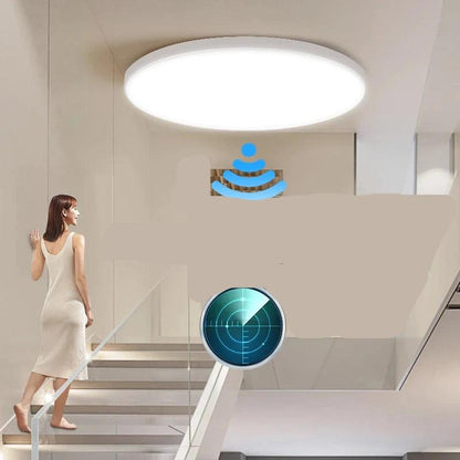 Plafonnier LED moderne RADSENSOR, design rond éclatant avec capteur, parfait pour illuminer des escaliers et espaces intérieurs