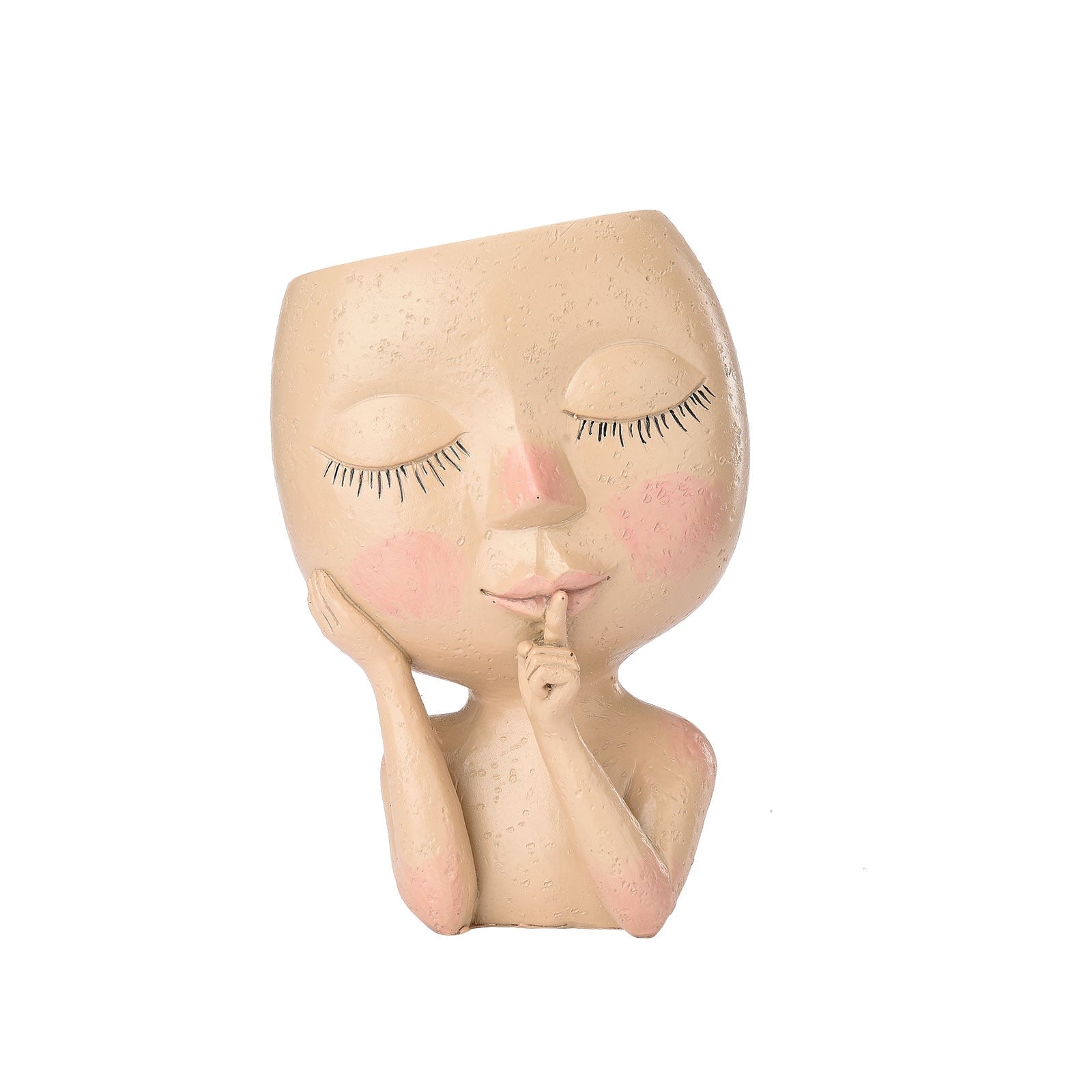 Pot de fleurs visage femme en céramique avec un design apaisant et une finition douce, idéale pour la décoration intérieure