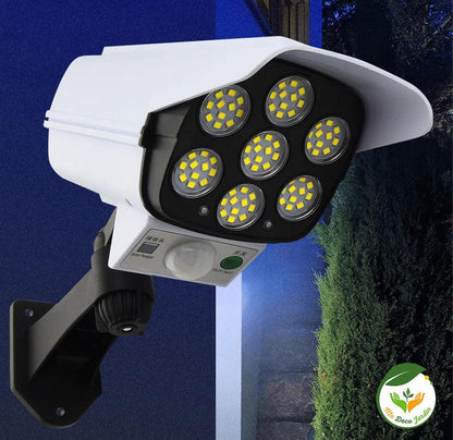 Projecteur LED solaire MeeToo™ avec 8 ampoules lumineuses, conçu pour éclairer les jardins et les espaces extérieurs.
