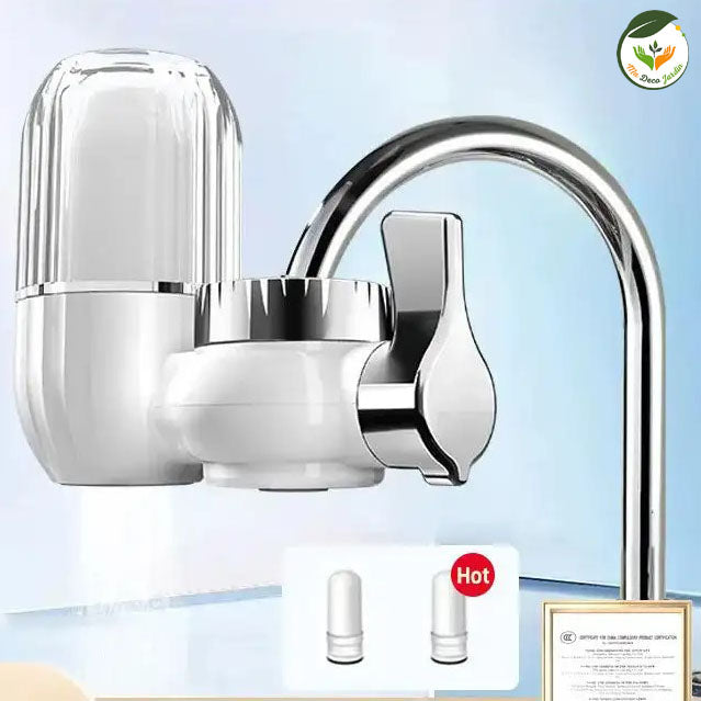 Filtre eau robinet KONKA élégant en chrome, conçu pour purifier l'eau du robinet avec un design moderne et pratique