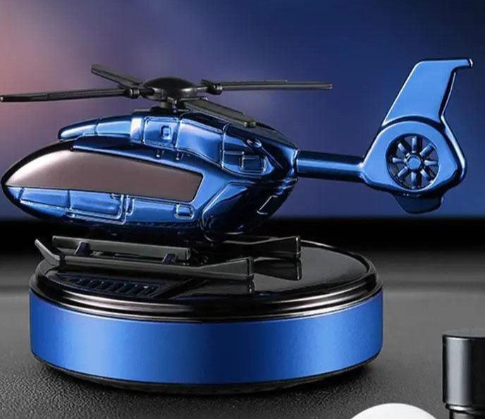 Purificateur d'air compact voiture HELICO™ en forme d'hélicoptère bleu avec base noire, idéal pour un environnement sain