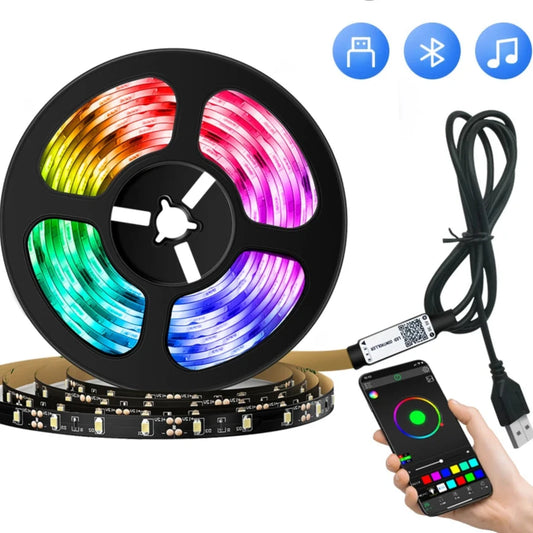 Guirlande LED avec ruban LED multicolore sur une bobine, télécommande mobile pour sélectionner les couleurs