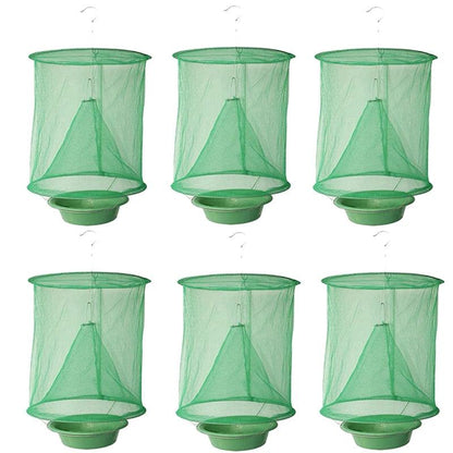 Six attrapes mouches écologiques en filet vert, solution durable pour la maison, suspendues par des crochets