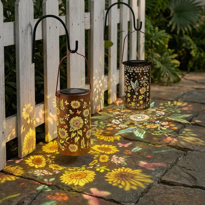 Lanterne Solaire Décorative LED – Motif Papillon & Tournesol Étanche IP65