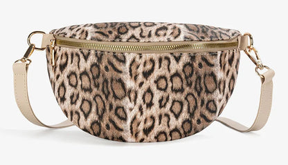 Sac banane tendance femme avec motif léopard, zippé et bandoulière ajustable pour un style moderne