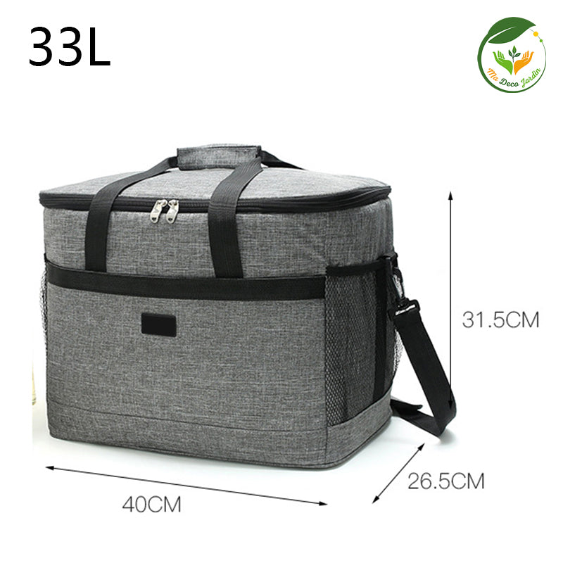 Sac isotherme VIFCOLOR en gris, avec dimensions de 40x26.5x31.5 cm, idéal pour garder vos aliments au frais