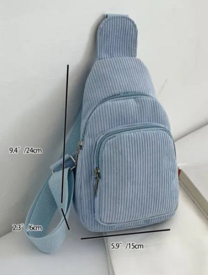 Sac bandoulière femme en velours bleu avec plusieurs poches, accessoire de mode pour femme tendance