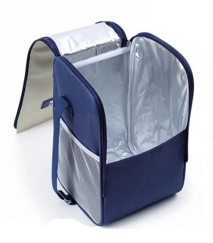 Sac isotherme Oxford bleu avec intérieur en aluminium pour garder vos aliments au frais, idéal pour les pique-niques