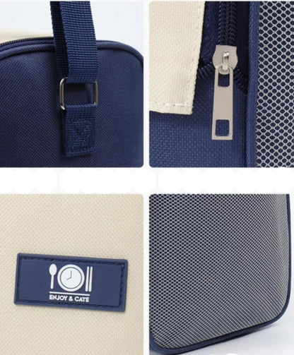 Détails du sac isotherme Oxford, incluant des anses solides, une fermeture éclair et un design élégant pour conserver vos aliments en toute sécurité