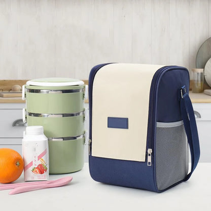 Sac isotherme Oxford en bleu marine avec un design élégant, idéal pour conserver vos repas frais en déplacement