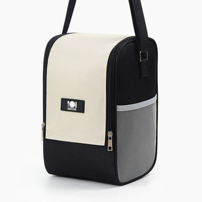 Sac isotherme Oxford noir et beige, idéal pour garder vos aliments au frais lors de vos sorties.