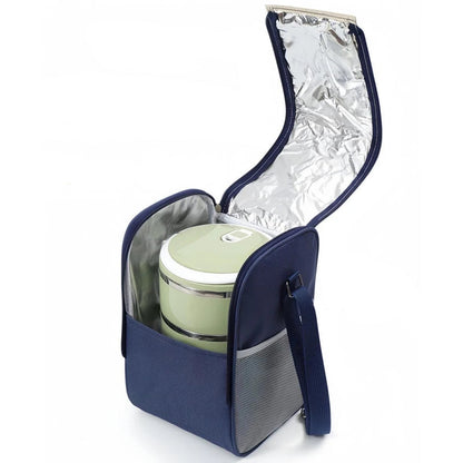 Sac isotherme Oxford bleu avec doublure isolante et compartiment pour boîte de repas, parfait pour vos sorties