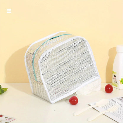 Sac isotherme pour chats en matériau argenté avec fermeture éclair et design pratique pour transporter la nourriture