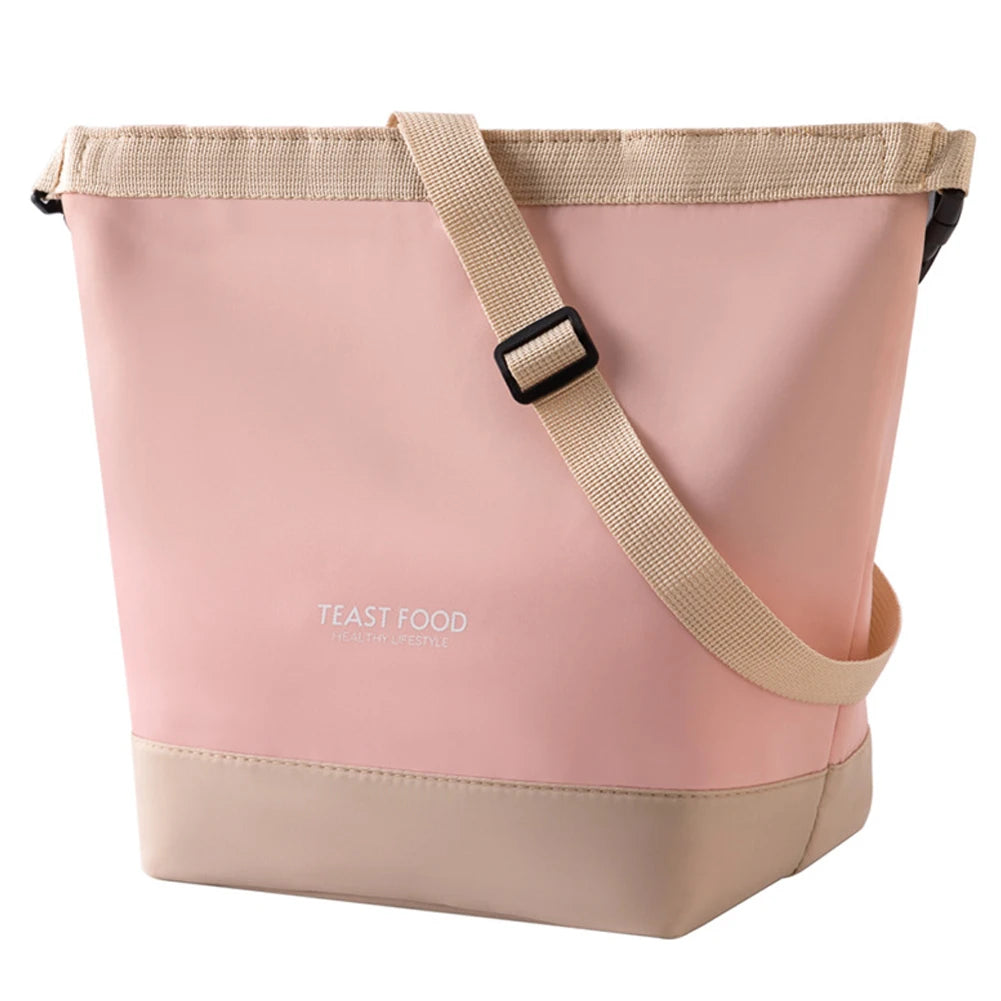 Sac isotherme randonnée élégant en rose avec bandoulière, idéal pour conserver vos aliments et boissons au frais