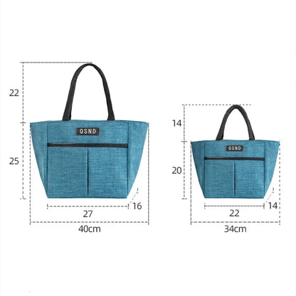 Sac isotherme portable en bleu avec deux tailles, idéal pour garder vos aliments et boissons au frais
