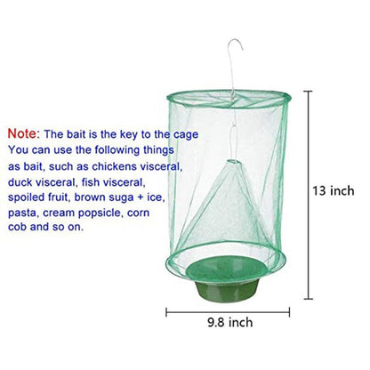 Attrape mouches écologiques en filet vert, conçu pour capturer les mouches avec des appâts naturels, idéal pour une maison durable