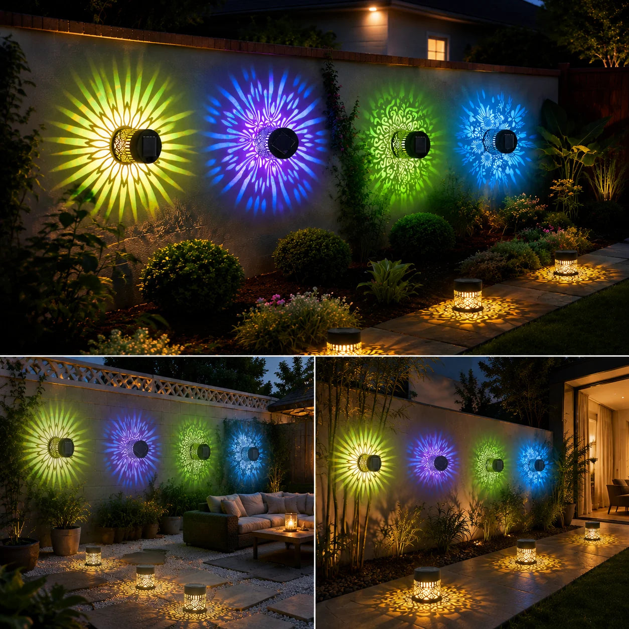 Luminaire Solaire Mural LED Décoratif Fleurs de Pivoine – Étanche IP65