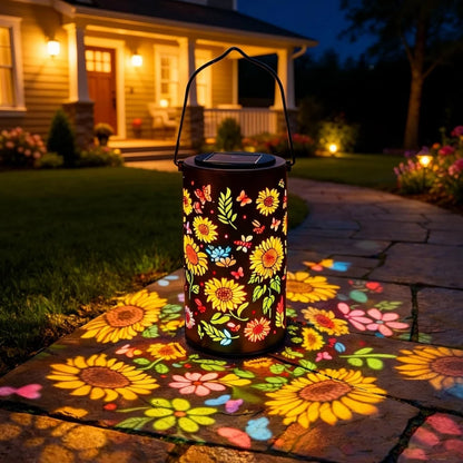 Lanterne Solaire Décorative LED – Motif Papillon & Tournesol Étanche IP65