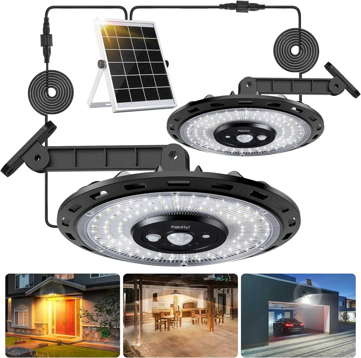 Suspension solaire LED 2 tetes