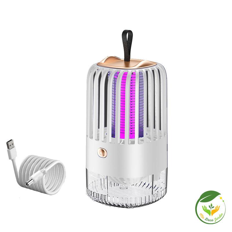 Lampe anti moustique rechargeable avec design moderne et câble USB, idéale pour une utilisation intérieure et extérieure