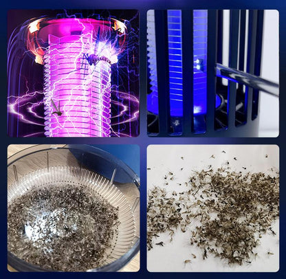 Lampe anti moustique rechargeable avec design moderne et éclairage violet, attirant et éliminant les insectes efficacement
