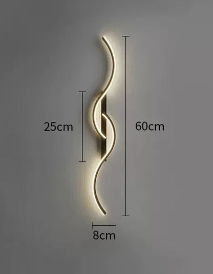 Applique murale moderne chambre avec un design élégant, dimensions 60cm x 25cm, éclairage doux et contemporain