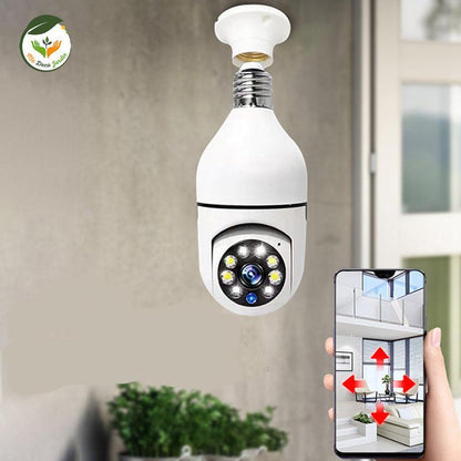 Camera de surveillance interieure CamE27 en blanc avec vision nocturne et contrôle via smartphone pour sécurité optimale