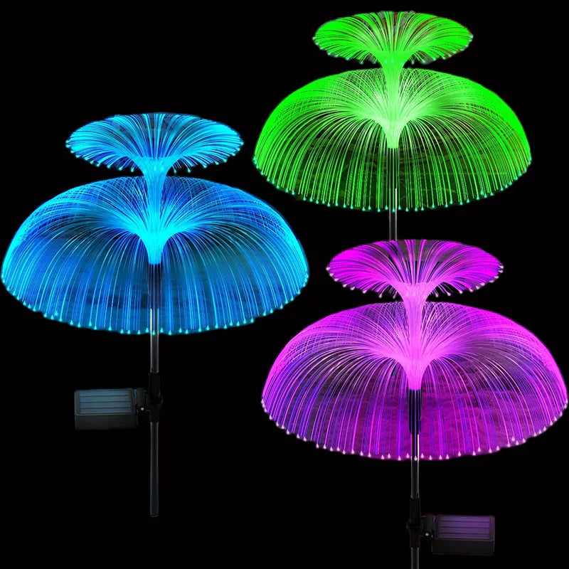 Guirlande lumineuse jardin en forme de méduse avec lumières LED multicolores, idéale pour décorer votre espace extérieur.