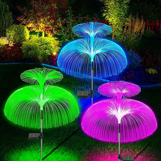 Guirlande lumineuse jardin avec méduse colorée, idéale pour décorer les espaces extérieurs avec des lumières vibrantes