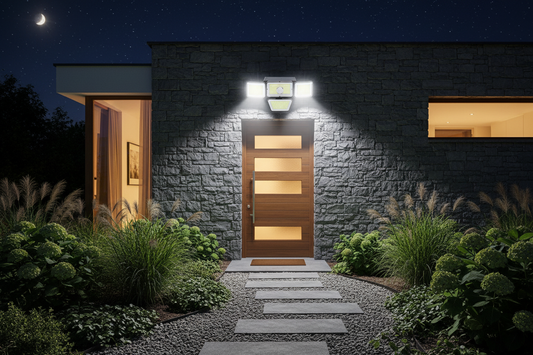 projecteur solaire LED 4 têtes détecteur mouvement monté entrée maison éclairage nuit
