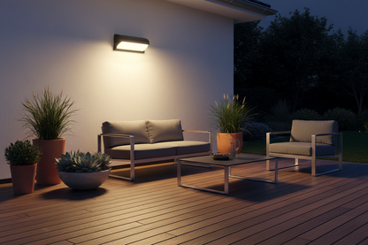 applique murale LED extérieur jardin terrasse bois moderne éclairage chaud nuit