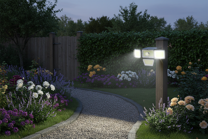 projecteur solaire LED jardin allée gravier éclairage extérieur sécurité