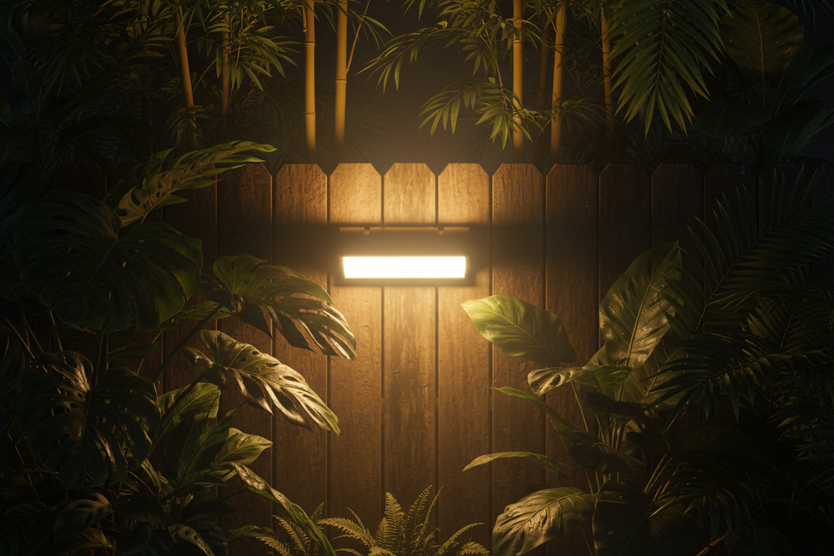 applique murale LED extérieur jardin tropical bambou feuillage lumière chaude nuit