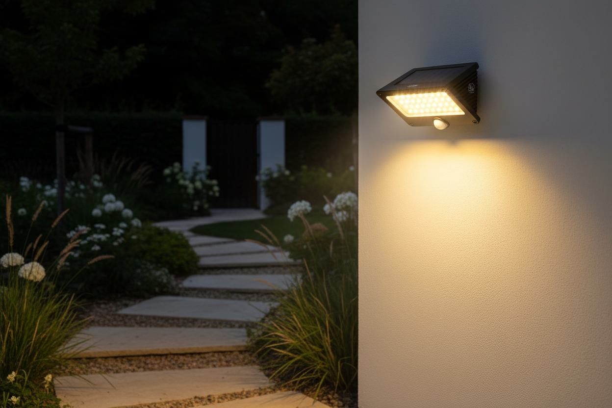 applique murale solaire 148 LED façade extérieure nuit allée éclairée 180°