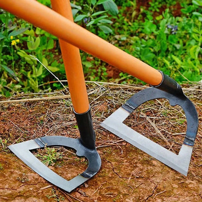 Houe de jardinage professionnelle en acier avec manches en bois pour outils de jardin.